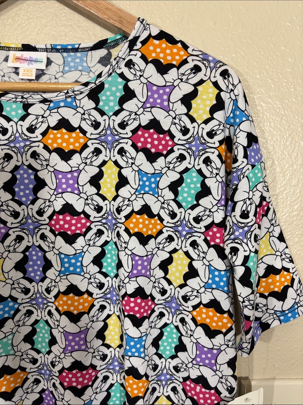 Disney Minnie Mouse Multi Color Polkadot Lularoe Irma Top Size XXS NEW